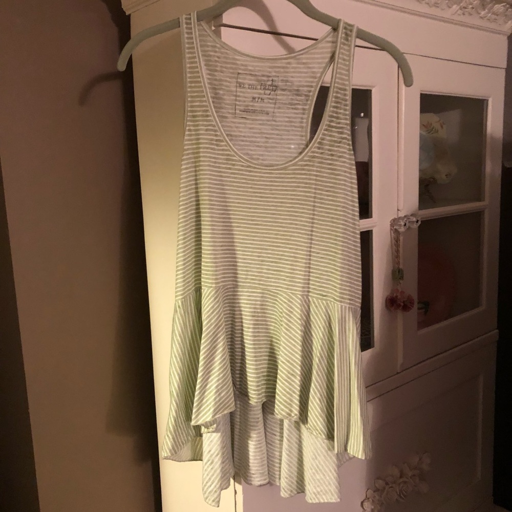 We the free..high-low tank..green and white stripe
